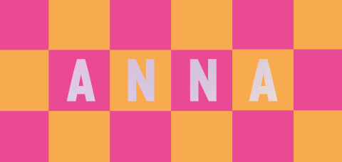 Panorama geboortekaartje oranje en roze met ruitjespatroon