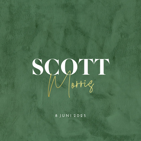 Groen velvet-look geboortekaartje voor jongen met goudfolie