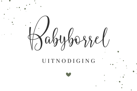 Uitnodiging babyborrel met groen hartje en spetters