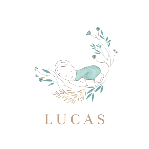 Label jongen baby met bloemen