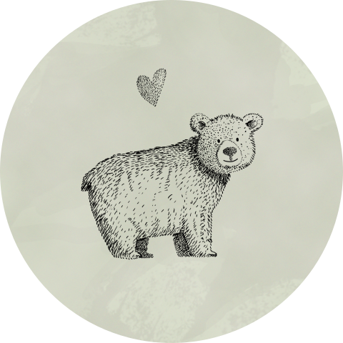 Mintgroene sluitsticker met getekende beer