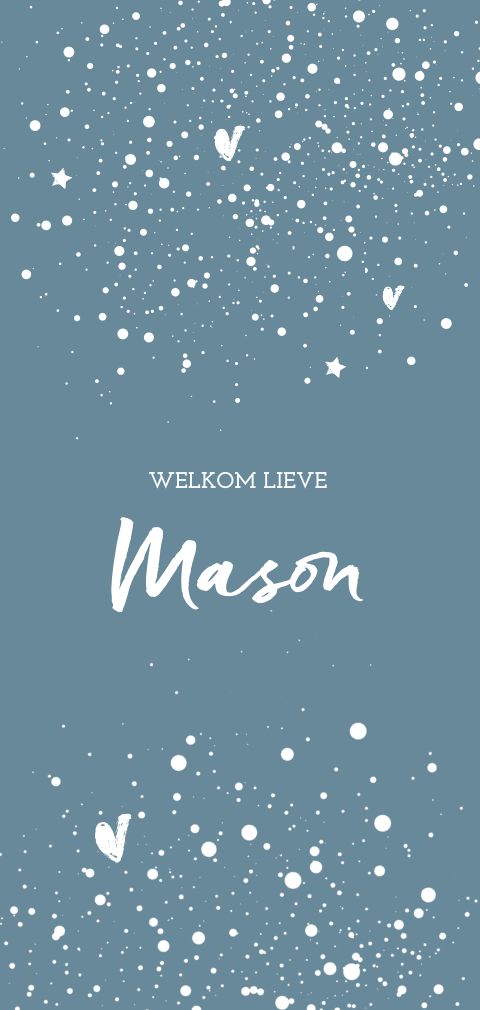 Origineel geboortekaartje jongen met sterren spetters