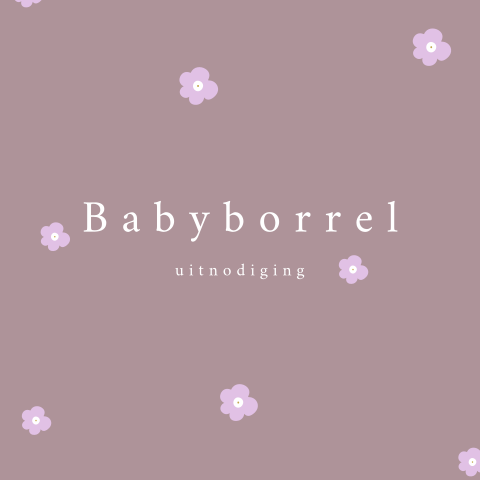 Babyborrelkaartje paars met lila bloemetjes