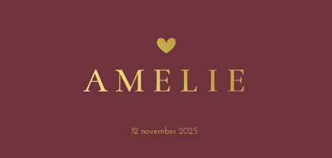 Goudfolie babykaart meisje met lief hartje