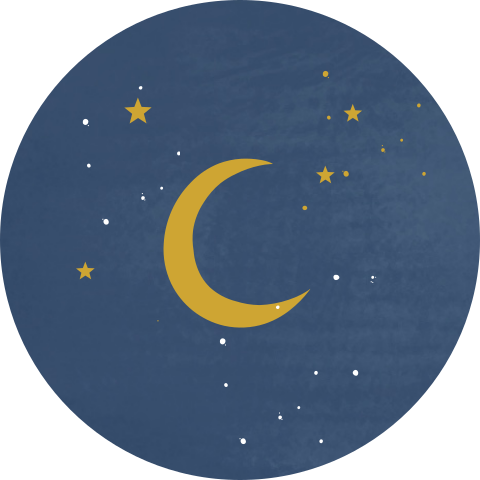 Sluitsticker donkerblauw met maan en sterren