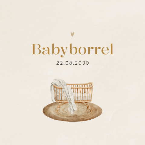 Vintage uitnodiging babyborrel met illustratie wiegje