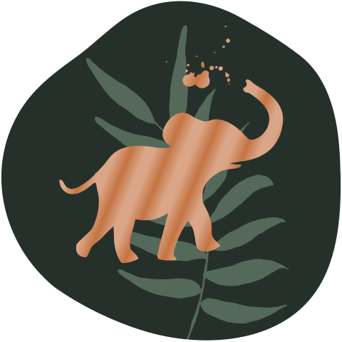 Sluitsticker hoogglans met olifant in organische vorm