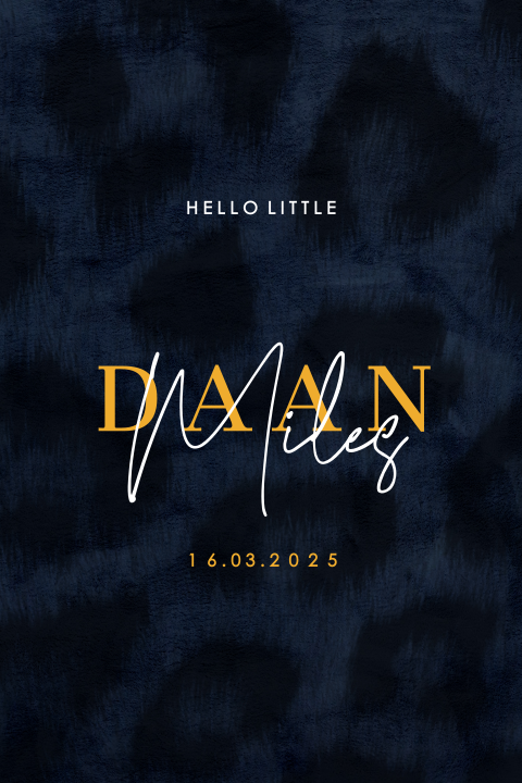 Hip babykaartje met typografie en velvet look