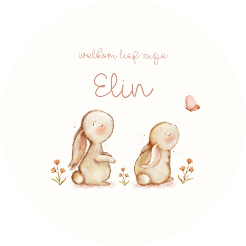 Ronde raamsticker met konijntjes en vlinder