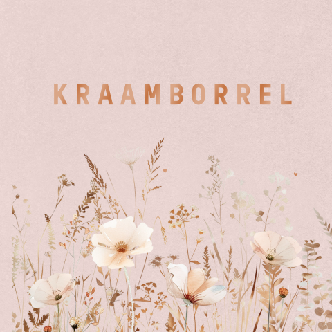 Roze babyborrel kaartje met veldbloemen