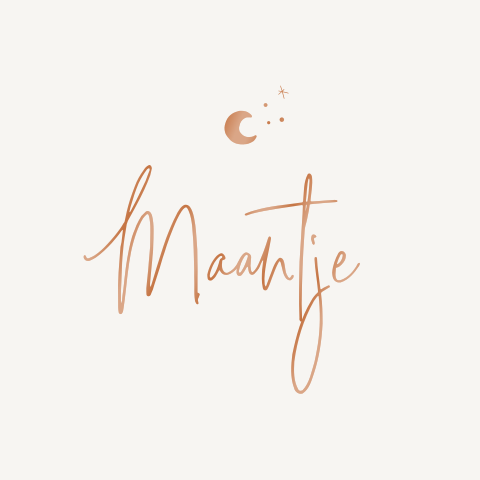 Trendy hoogglans geboortekaartje voor meisje met maantje en sterretje