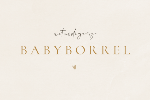 Babyborrel uitnodiging beige met hartje