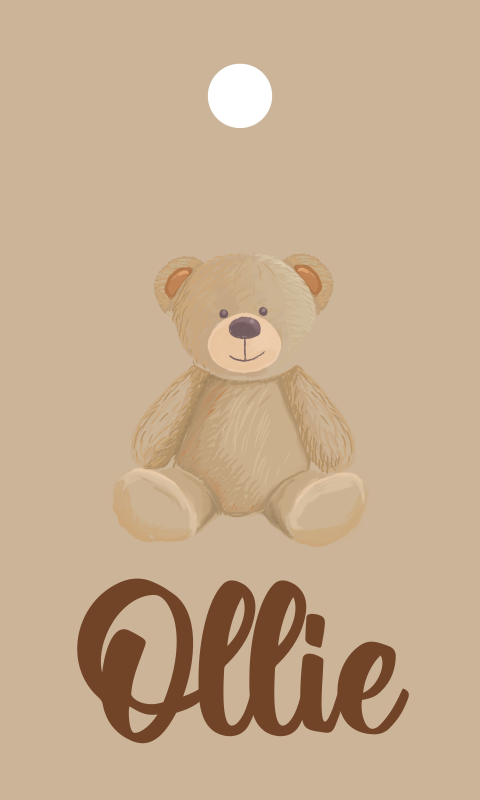 Doopsuiker labeltje bruin met teddybeer