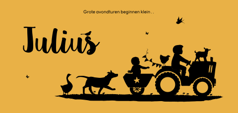 Silhouet geboortekaart met trekker