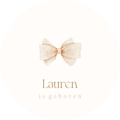 Raamsticker rond met beige strik