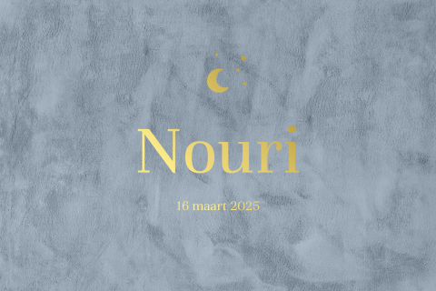 Velvet geboortekaart voor zoontje met maantje in goudfolie