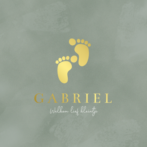 Trendy goudfolie babykaartje met voetjes en velvet-look
