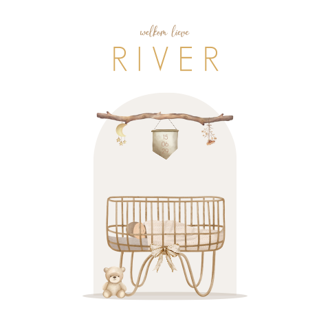 Raamsticker vierkant met illustratie wiegje