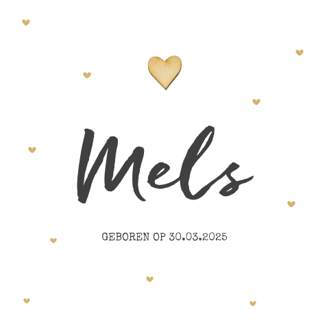 Lief babykaartje jongen met bij te bestellen houten hartje