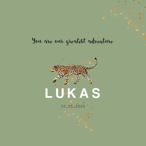 Trendy geboortekaartje met panter