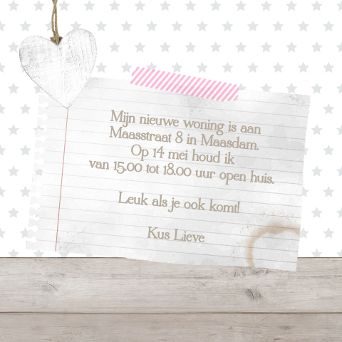 Uitnodiging babyborrel met sterren en hout