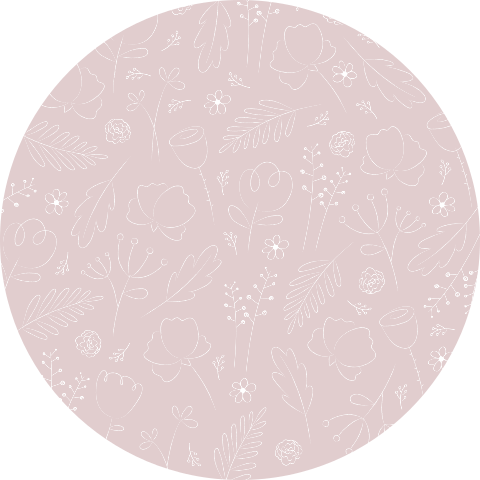 Lieve behangcirkel met lijntekeningen van bloemen en takjes