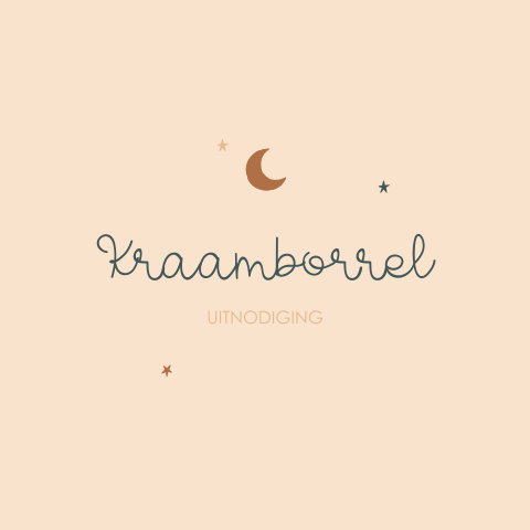 Kraamborrel uitnodiging met sterren en maantje