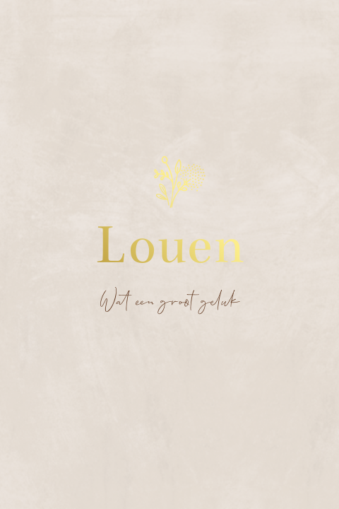 Goudfolie rondhoek geboortekaartje beige met velvet-look