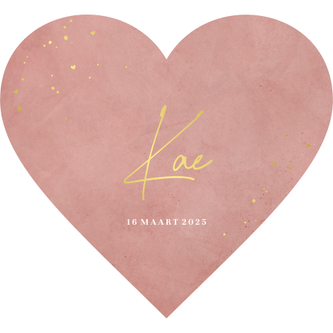 Origineel geboortekaartje in de vorm van een hart met velvet-look