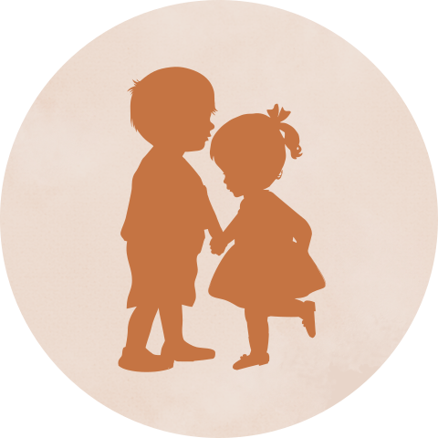 Sluitsticker met silhouetjes broer en zusje