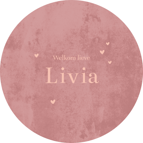 Raamsticker rond roze velvet-look met hartjes