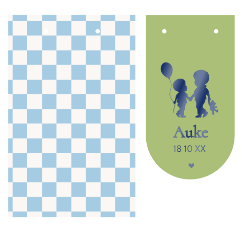 Kleurrijk geboortekaartje in 2-delig met silhouet van broertjes in hoogglans