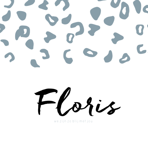 Trendy geboortekaartje met blauwe panterprint