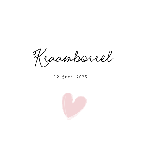 Uitnodiging voor babyborrel met hartjes en typografie