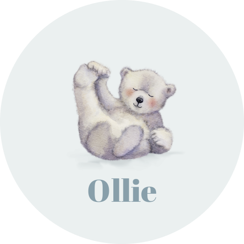 Ronde raamsticker lichtblauw met ijsbeer