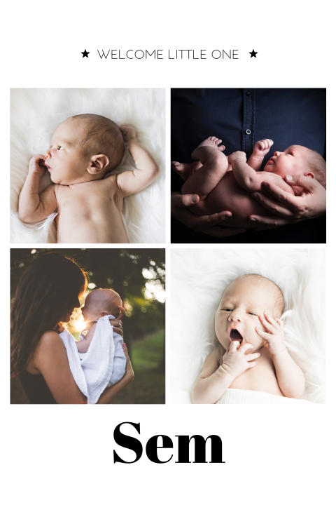 Blanco staand geboortekaartje met foto's zelf maken