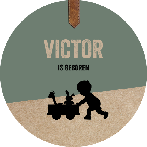 Raamsticker rond groen met silhouetje jongen