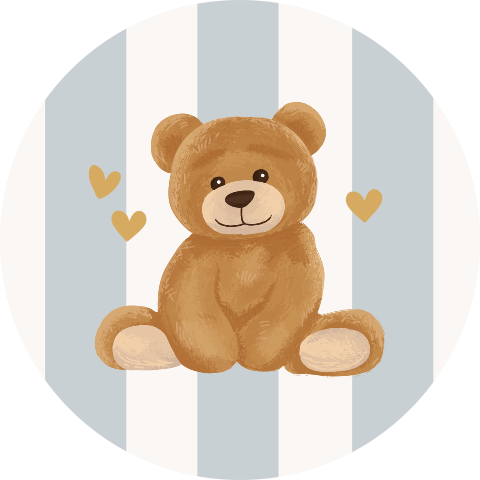 Sluitsticker met lief beertje en strepen