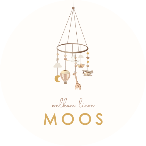 Lieve ronde raamsticker illustratie van baby mobiel