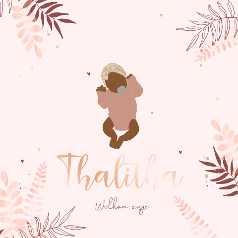 Hip geboortekaartje meisje met illustratie