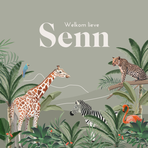 behang jungle dieren ivoor wit en grijs