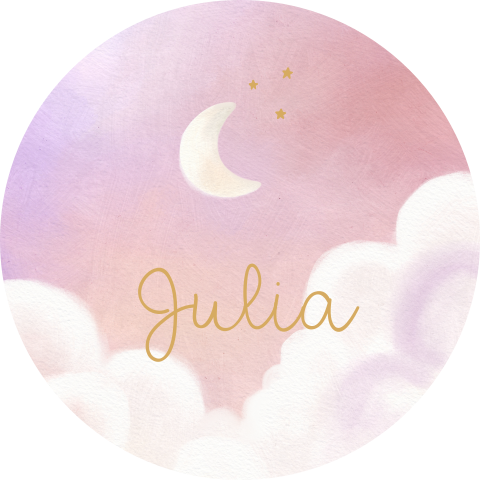 Raamsticker rond roze met wolken en maan