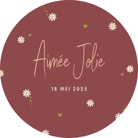 Raamsticker rond rood met madeliefjes