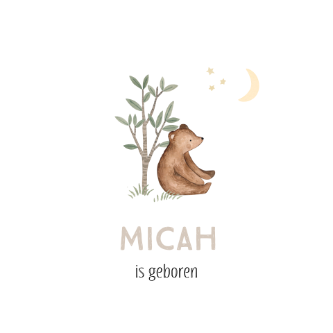 Tuinbord met bosdieren en geboortegegevens