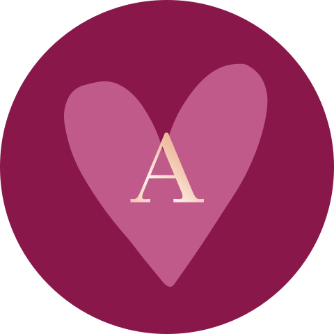 Sluitsticker paars met hartje en intitiaal