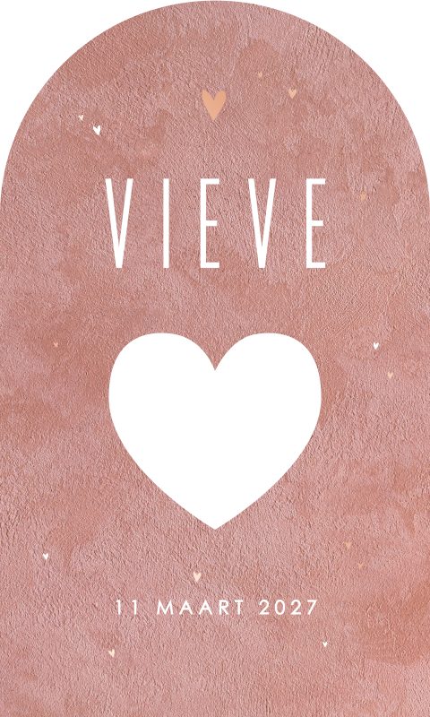 Boogkaartje Oudroze velvet-look met roségoudfolie hartjes