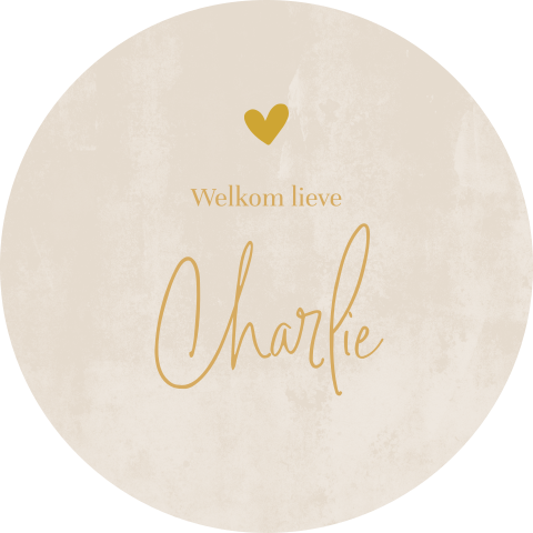 Raamsticker rond met beige velvet-look en hartje
