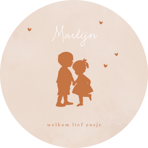Tuinbord met silhouetjes broer en zusje
