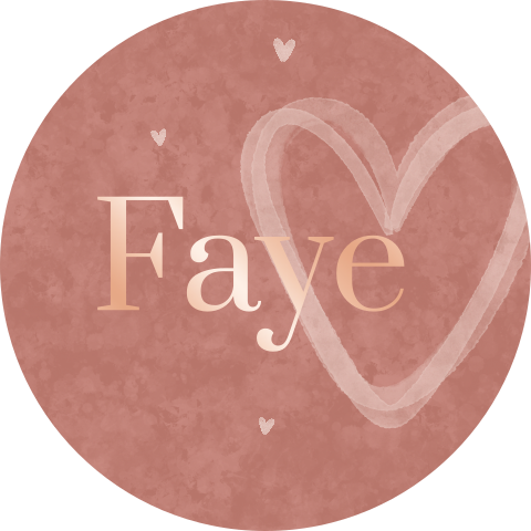 Naamsticker Rode velvet-look met roségoudfolie en hartjes