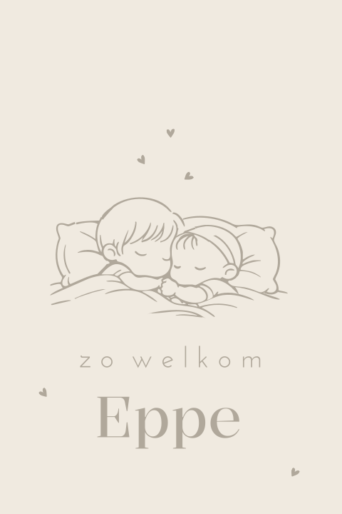 Geboortekaartje met schattig slapende kindje met grote broer